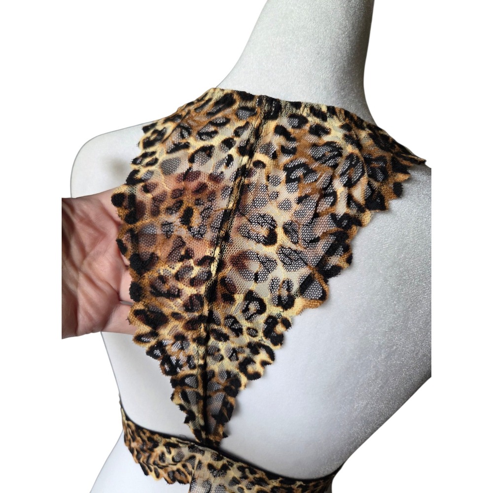 PINK Victoria's Secret Leopard Print Lace Bralette Racerback Brown Tan Medium - Picture 3 of 6